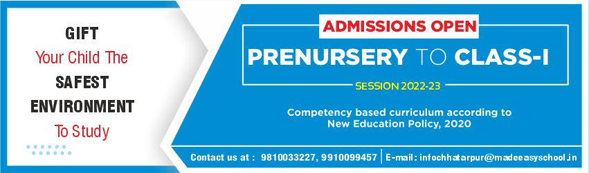 Admission Open Prenursery to Class-I